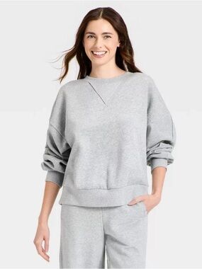 Women's Crewneck Fleece Sweatshirt - JoyLab Heathered Gray XXL